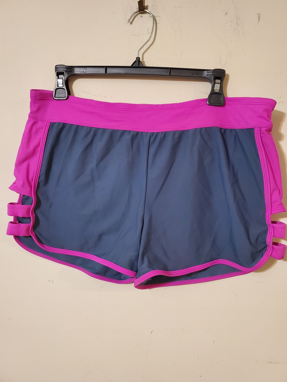 Free Country Athletic Shorts in Hot Pink and Gray Cut Out Side Slit